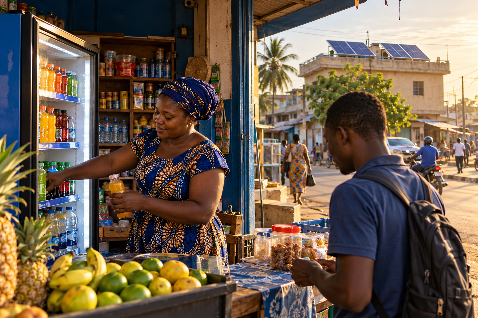 Petite activité commerciale au Togo alimentée par énergie solaire
